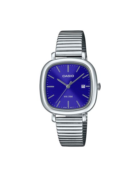 Montre-bracelet homme analogique en acier inoxydable gris métallisée / bleu turquoise