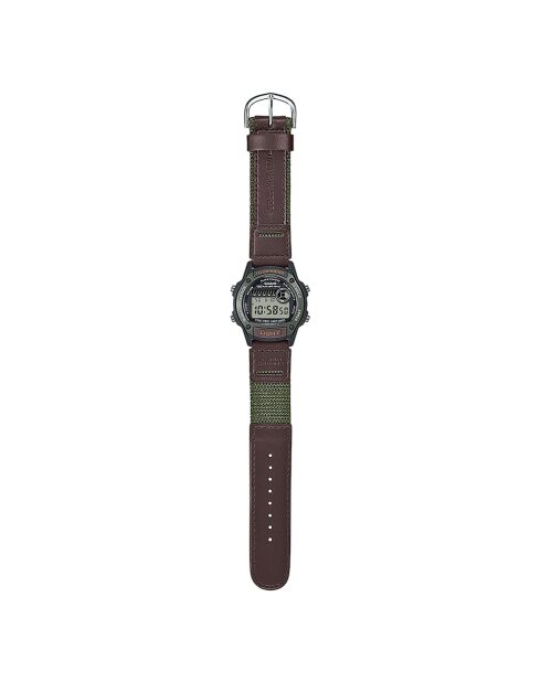 Montre-bracelet homme numérique en tissu vert olive / noir / orange