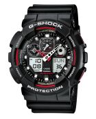 Orologio da polso da uomo Anadigi in resina nera/rosso brillante