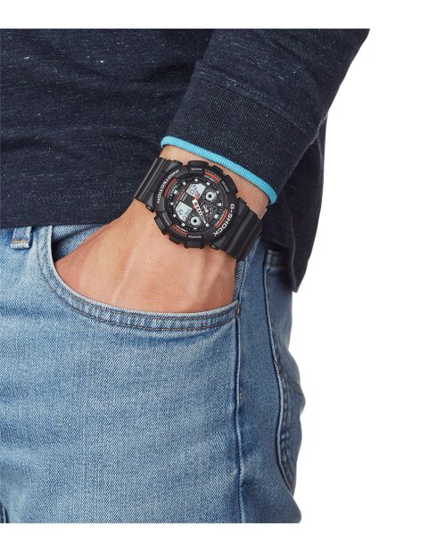 Montre-bracelet homme anadigi en résine noire / rouge vif