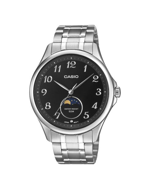 Montre-bracelet homme analogique en acier inoxydable gris métallisé / noire
