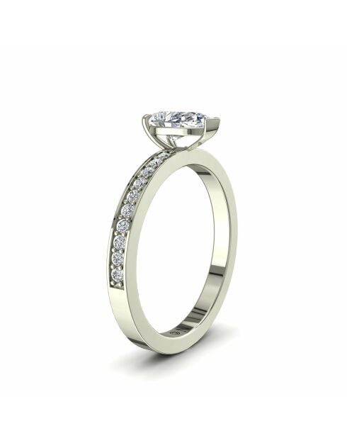 1,00 karaat peer synthetische diamanten verlovingsring met geschouderde Noémie witgoud