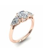 Anello con diamante sintetico da 1,00 carati con 2 pere in oro rosa