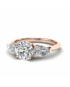 Anello con diamante sintetico da 1,00 carati con 2 pere in oro rosa
