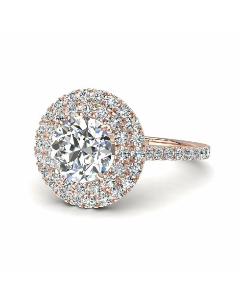 Anillo Caterina con diamantes sintéticos redondos en oro rosa de 1,40 quilates