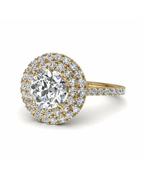 Anillo Caterina con diamantes sintéticos redondos en oro amarillo de 1,40 quilates