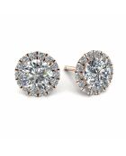 2.40 karaat Agata roségouden ronde synthetische diamanten oorbellen