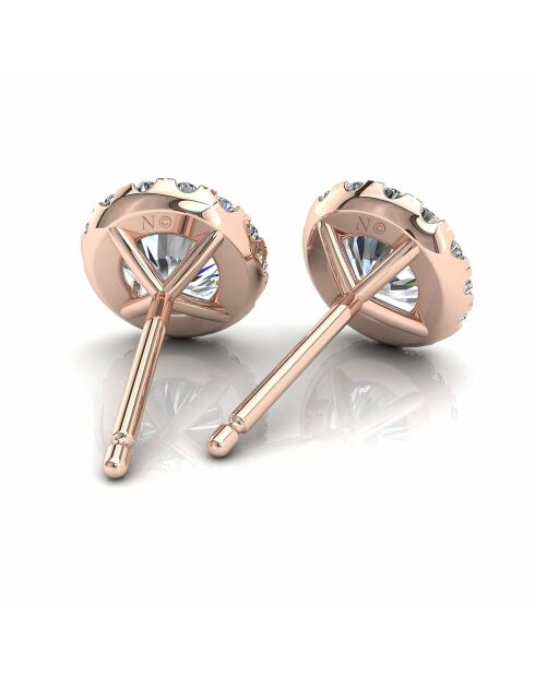 2.40 karaat Agata roségouden ronde synthetische diamanten oorbellen