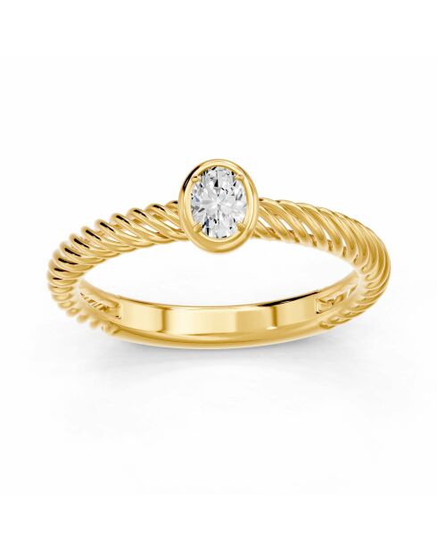 0.20 karaat Octavia geelgoud ovale synthetische diamantsolitaire