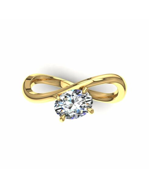1.00 karaat Raffaella geelgoud ovale synthetische diamantsolitaire