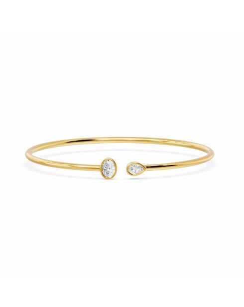 Brazalete ovalado de diamantes sintéticos y diamantes sintéticos en forma de pera de 0.75 quilates en oro amarillo Fabiana