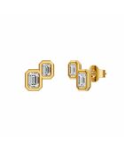 Aretes Calista de oro amarillo con diamantes sintéticos con esmeralda de 0.75 quilates