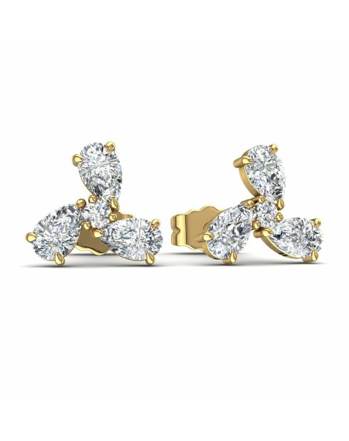 Oorbellen met synthetische diamanten van peer en ronde synthetische diamanten 0,64 karaat Melissa geelgoud