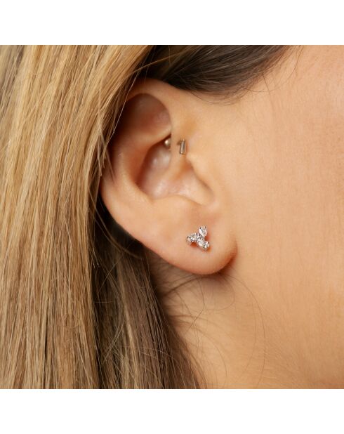 Oorbellen met synthetische diamanten van peer en ronde synthetische diamanten 0,64 karaat Melissa geelgoud