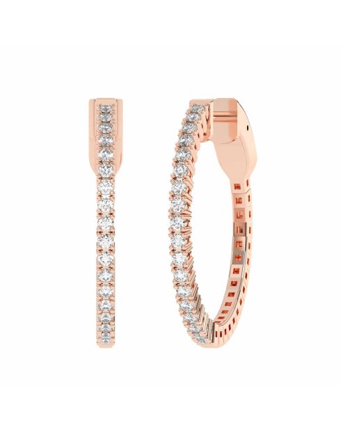 Orecchini a cerchio Violetta con diamanti sintetici da 0,36 carati. Oro rosa