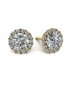 Runde synthetische Diamantohrringe aus 2.40 Karat Agata Gelbgold