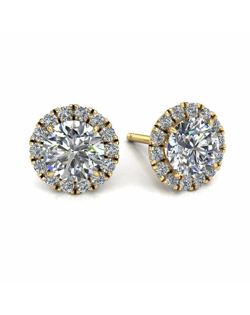 Orecchini con diamanti sintetici rotondi in oro giallo Agata da 2,40 carati