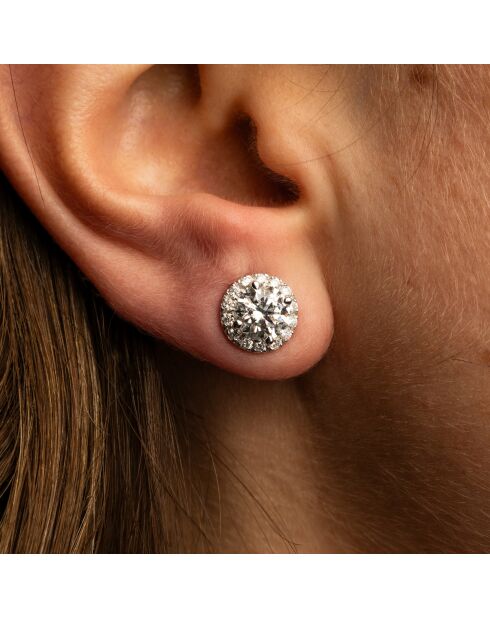 Orecchini con diamanti sintetici rotondi in oro giallo Agata da 2,40 carati