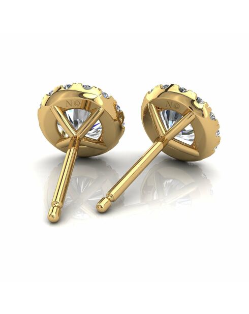 Orecchini con diamanti sintetici rotondi in oro giallo Agata da 2,40 carati