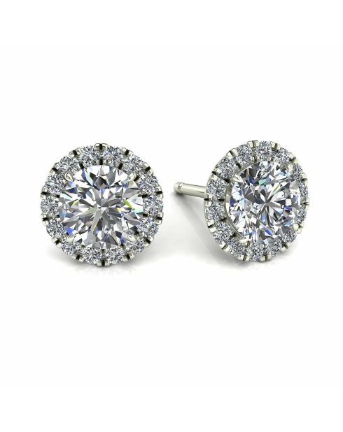 2.40 karaat Agata witgouden ronde synthetische diamanten oorbellen