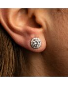 2.40 karaat Agata witgouden ronde synthetische diamanten oorbellen