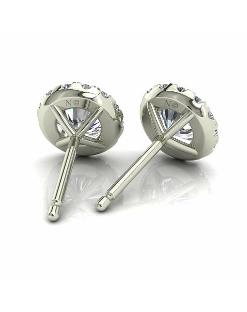 2.40 karaat Agata witgouden ronde synthetische diamanten oorbellen