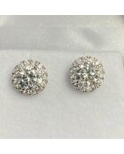 2.40 karaat Agata witgouden ronde synthetische diamanten oorbellen