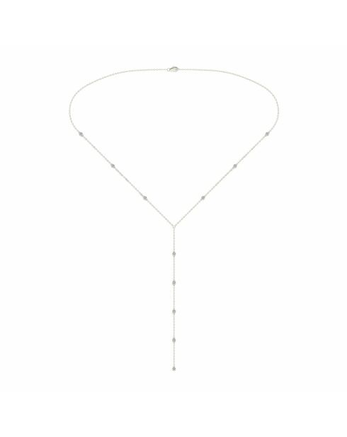 0.44 karaat Lidia halsketting met synthetische diamanten en stropdas. Witgoud