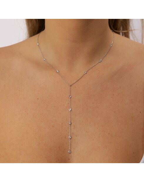 0.44 karaat Lidia halsketting met synthetische diamanten en stropdas. Witgoud