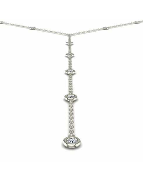 0.44 karaat Lidia halsketting met synthetische diamanten en stropdas. Witgoud
