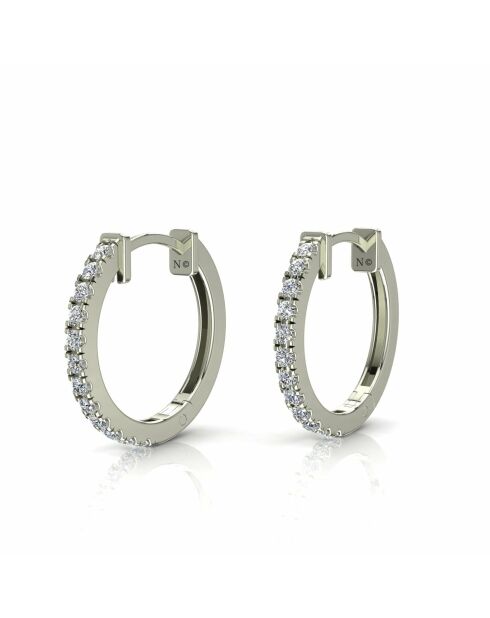 Orecchini a cerchio Beatrice in oro bianco con diamanti sintetici da 0,16 carati