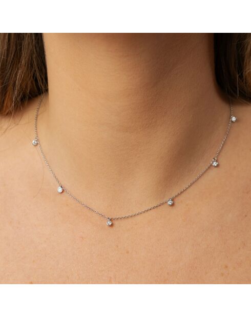 Celestina-ketting van 0,30 karaat en halsketting met synthetische diamanten. Witgoud