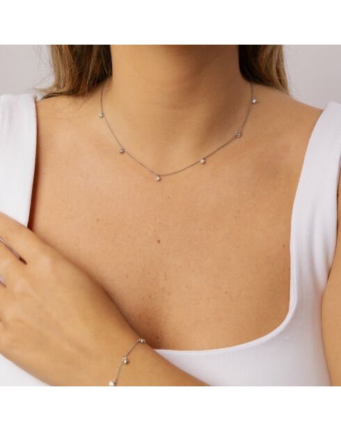 Celestina-ketting van 0,30 karaat en halsketting met synthetische diamanten. Witgoud