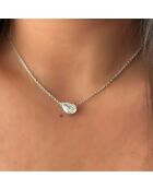 Ciondolo Graziella in oro bianco con diamante sintetico a pera da 2,00 carati