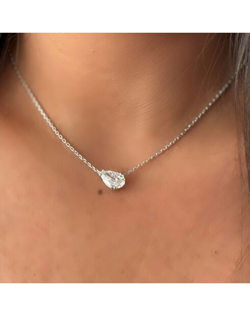 Ciondolo Graziella in oro bianco con diamante sintetico a pera da 2,00 carati