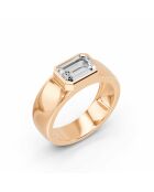 2.50 karaat Bellagio roségouden smaragdgeslepen synthetische diamanten zegelring