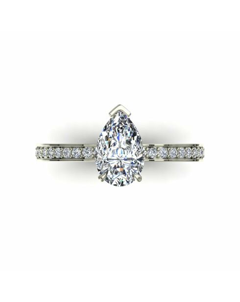 1.50 karaat peer synthetische diamanten verlovingsring met geschouderde Noémie witgoud