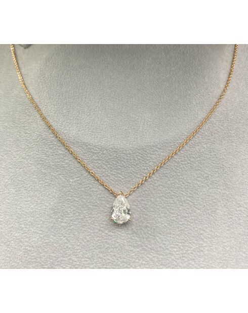 1.00 karaat Ely Pear geelgouden synthetische diamanten hanger