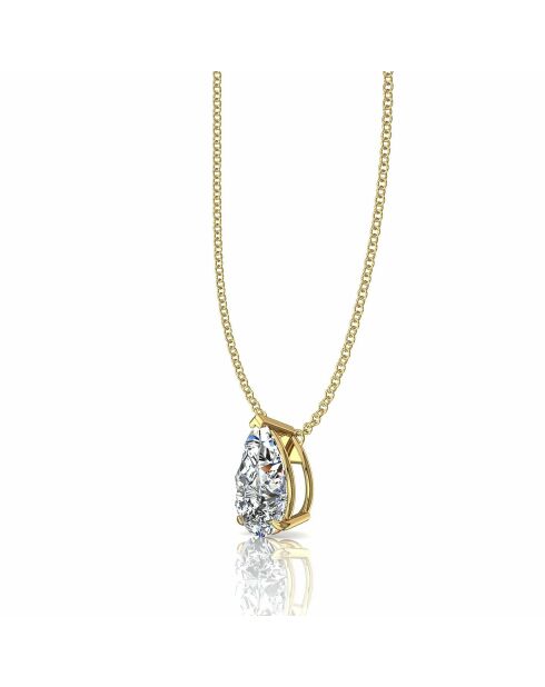 1.00 karaat Ely Pear geelgouden synthetische diamanten hanger