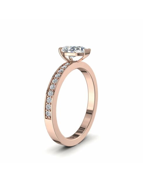 1,00 karaat peer synthetische diamanten verlovingsring met geschouderde Noémie roségoud