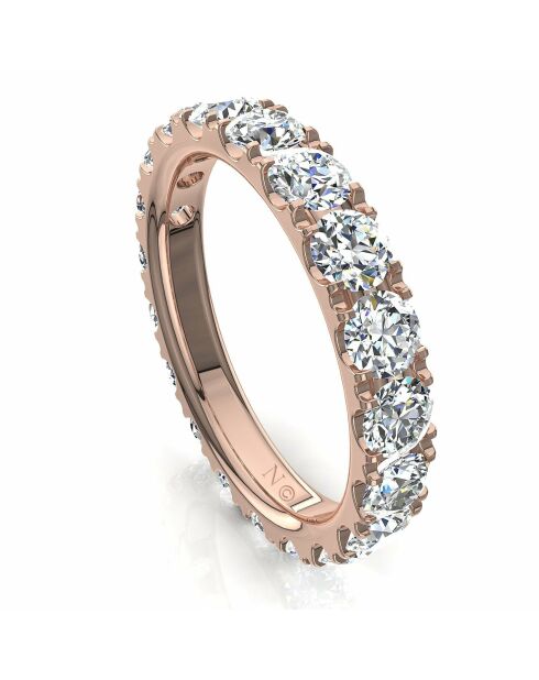 Anillo Gabriela con diamantes sintéticos redondos de oro rosa de 2.00 quilates