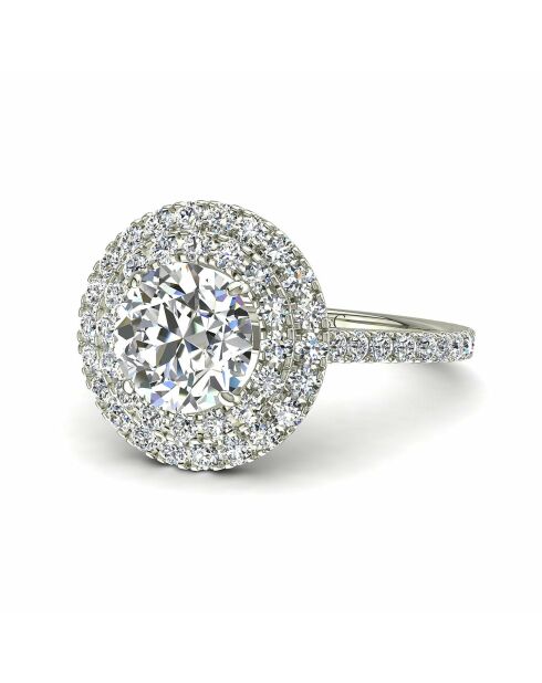 Anillo Caterina con diamantes sintéticos redondos en oro blanco de 1,40 quilates