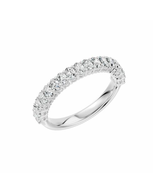 Half alliance 17 diamantes sintéticos ovalados Emanuela de 1.00 quilates. Oro blanco