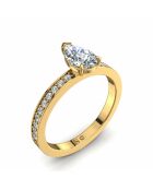 Solitaire natuurlijke peerdiamant en ronde natuurlijke diamanten 0,65 karaat Noémie Yellow Gold