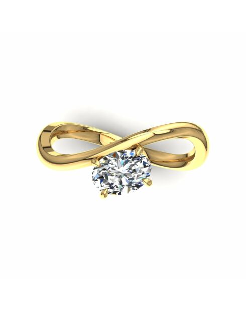 0.50 karaat Raffaella geelgoud ovale synthetische diamantsolitaire