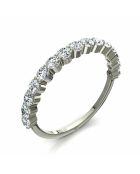 Half alliance 15 diamanti sintetici rotondi Daniela da 0,75 carati in oro bianco