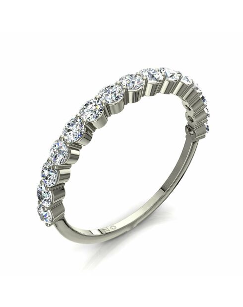 Half alliance 15 diamanti sintetici rotondi Daniela da 0,75 carati in oro bianco