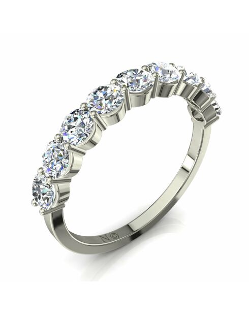 Half Alliance 9 diamantes sintéticos redondos de 1,20 quilates en oro blanco Daniela