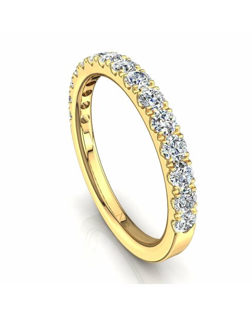 Synthetische diamanten met halve alliantie 0,60 karaat 4 griffen Gabriela geelgoud