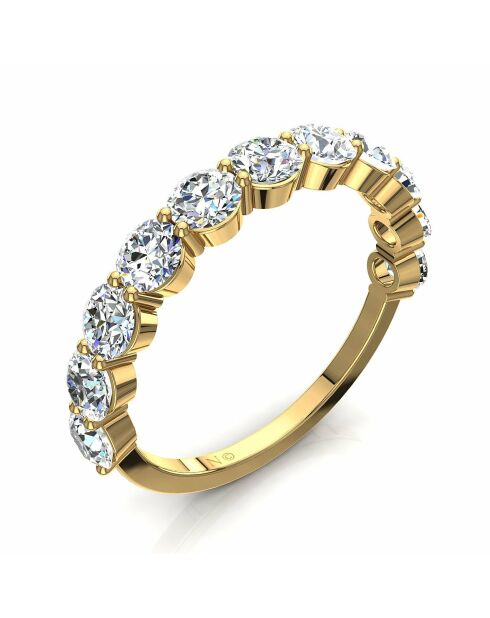 Halve alliantie 11 ronde synthetische diamanten 1,30 karaat Daniela geelgoud